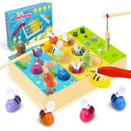 WEARXI Montessori Toy from 2 Years, 3-in-1 Motor Skills Toy, Magnetic Fishing Game, Games from 2 Years, Montessori Toy 2 Years, Small Gifts for Children from 2 Years, Gifts for School Enrolment