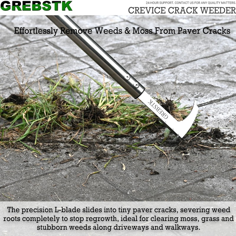GREBSTK Crack Weeder Crevice Weeding Stainless Steel Tool Adjustable, 63