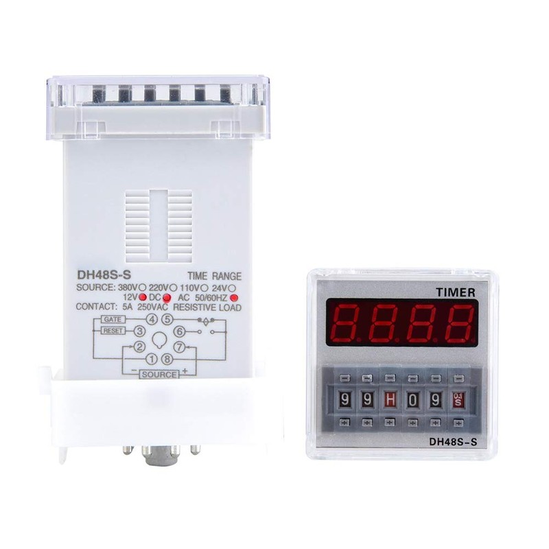 DH48S-S Programmable Delay Time Relay, 8-Pin, Digital LCD Display, 0.1S-99H