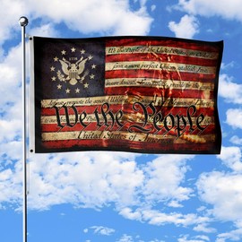 1776 We The People Flag, Vintage Betsy Ross Flag Distressed American History Independence Day Bald Eagle Flag, USA Constitution Flag, Patriotic Indoor Outdoor HomeDecor 2-Sided Flag 36" x 60" (3x5 ft)
