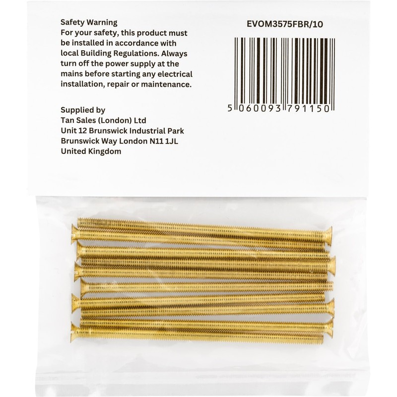 Evoges M3.5 x 75mm Long Flat Countersunk Slotted Head Electrical