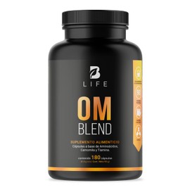 Om Blend 500 mg 180 Cápsulas. Ingredientes naturales: Camomila, L- Tirosina, Gaba, L-Teanina y B1. Om Blend B Life