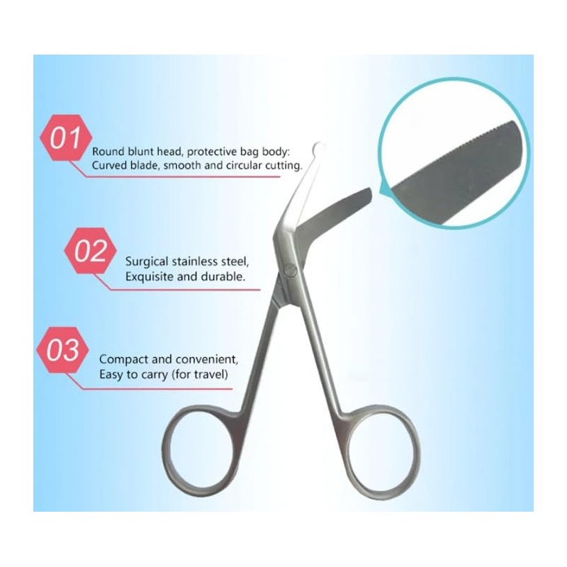 Azaory Stainless Steel Stoma Bag Scissors, Curved Colostomy Bag Scissors