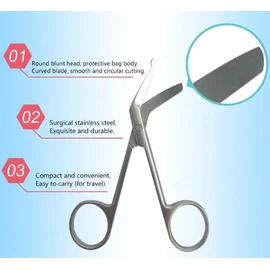 Azaory Stainless Steel Stoma Bag Scissors, Curved Colostomy Bag Scissors (Right Hand Side)