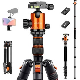 Tripod for Camera, 81" Camera Tripod Stand, 83 inches DSLR Tripods & Monopods, Heavy Duty Travel Tripod for Binoculars Laser Level Spotting Scope Telescope, Professional Complete Tripod Units - Colour: Orange