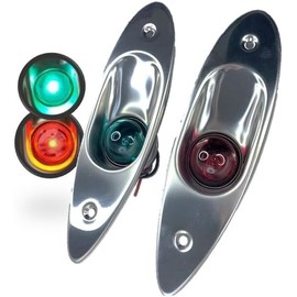 Pactrade Marine Boat Navigational Side Bow Tear Drop Lights Stainless Steel Flush Mount