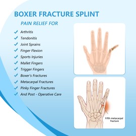 joingood Pinky Finger Splint - Boxer Fracture Splint for Men & Women, Adjustable Finger Brace with Removable Aluminum Supports for Arthritis Fracture Broken Mallet Dislocated Trigger Finger, Right,M