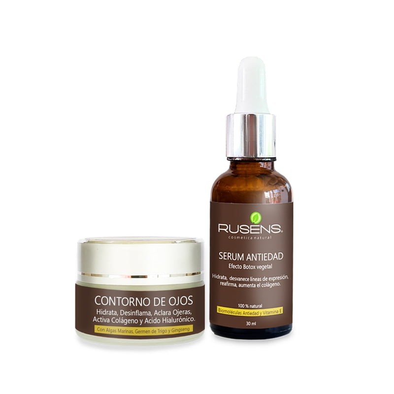 Contorno de Ojos RUSENS 100% Natural, Aclara Ojeras y Desinflama