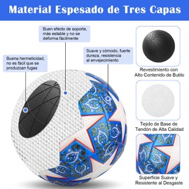 GOHOMKIC Balón de Fútbol, Balón de Fútbol de Entrenamiento Juvenil No. 5 con Red de Pasador, Champions League Football Fans Memorabilia, Apto para Niños y Adultos (Azul)