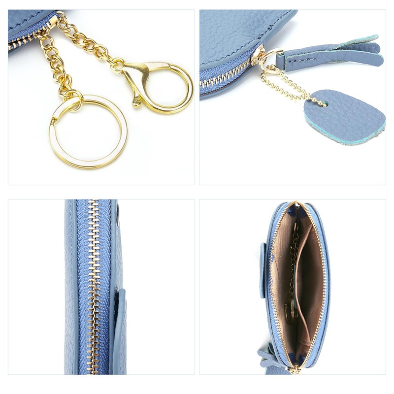 KyeeaDIY Coin Purse, Small Leather Coin Pouch Wallet with Keychain