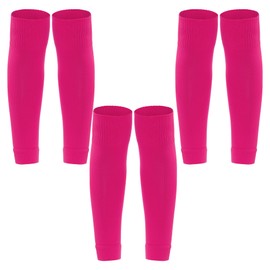 phnydreg 3 Pairs Black Leg Sleeve Socks Shin for Men Women Soccer Running Cycling (3, Pink)