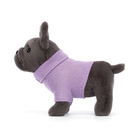 Jellycat French Bulldog Dog with Purple Sweater Stuffed Animal, 7.5 inches - Dogs & Puppies Plush Toy - Classic Children's Gift