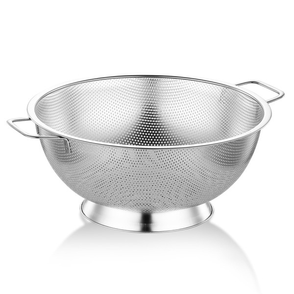 AHIABOAT 3Qt Metal Colander with Handle, Stainless Steel Strainer for