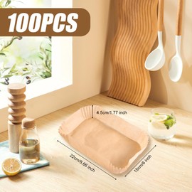 100 Pzs Capacillos para Moldes Pan, Papel Antigrasa Precortado 22 x 15 cm Hornear Papel de Pergamino Antiadherente Freidora de Aire Herramientas para Hacer Pan y Pasteles