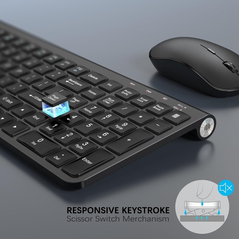 JOYACCESS Upgraded 2.4GHz Wireless Keyboard Mouse Combo, Ergonomic and Dustproof
