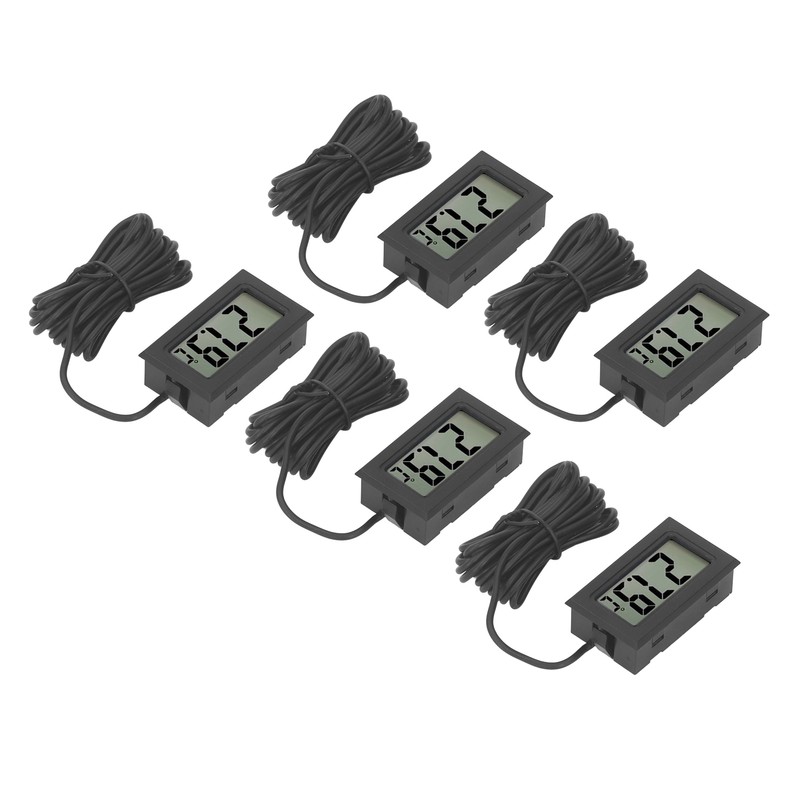 5PCS Electronic Digital Display Thermometer Black Mini Embedded Indoor Digital