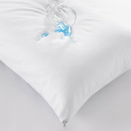 LUXURY 100% COTTON ANTIBACTERIAL WATERPROOF ZIPPER PAIR PILLOW PROTECTORS (Square 65x65 cm)