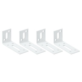 sourcing map Adjustable L Corner Braces, 4Pcs 80 x 40 x 30mm Cold Rolled Steel L Corner Code, 90 Degree Slotted Angle Brace Bracket for Furniture Mending, White