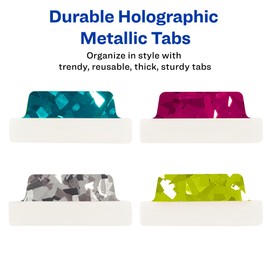 Avery Margin Ultra Tabs, 2.5" x 1", Holographic Jewel Tone Colors, 16 Repositionable Page Tabs (74147)