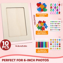 Wooden Picture Frame for Painting, Pack of 10, 20 x 15 cm, DIY Wooden Frame, Fashion Thought, Design Set, Wooden Picture Frame, Craft Set, Children, Indoor Activities, Crafts for Weddings, Children