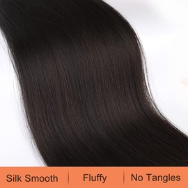 SEIKEA Ponytail Extensions Drawstring Long Straight Fake Pony Tail Natural Soft Clip in Hair Extension Synthetic Heat Resistant Hairpiece 32 Inch 165 Gram Black Brown