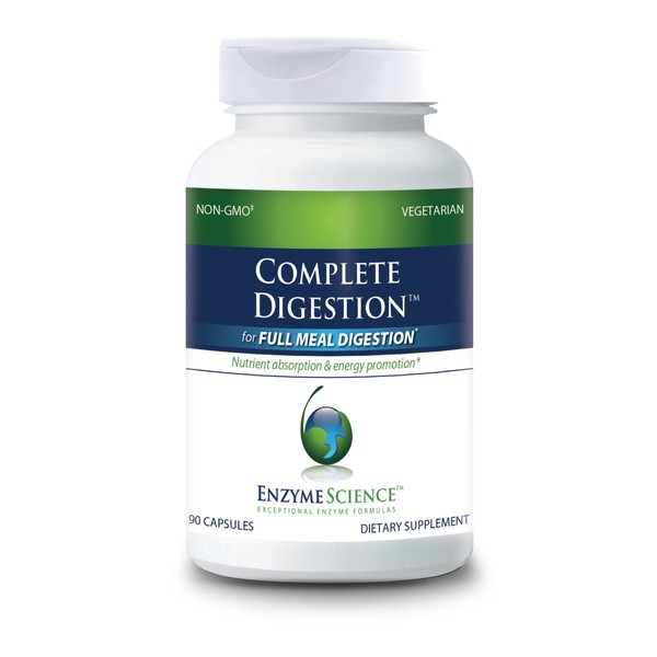 Enzyme Science™ Complete Digestion™, 90 Capsules –  Full Support for Digestive Health – for Occasional Gas, Bloating, and Indigestion – Probiotic for Men and Women – Digestive Enzyme Supplement