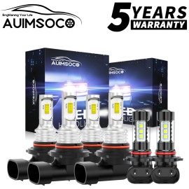 AUIMSOCO For Toyota Avalon Sedan 2000-2007 LED Headlight High Low + Fog Light Bulbs Combo