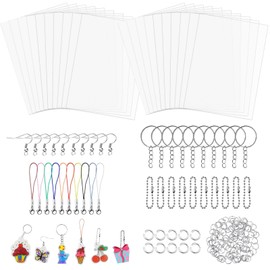 UGBO Shrink Film Set Key Ring for Crafts, Shrink Plastic, 170 Pieces, Printable, White Shrink Film, Hand Print Set, Shrink Paper for Children, Girls, Boys, Families