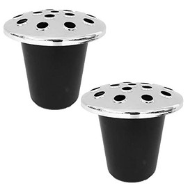 Memorial Grave Flower Pot - 12cm tall Sturdy Plastic Grave Inserts for Headstones - Perfect for Funeral Flowers, Grave Vase (2 x Silver Lid 8732)