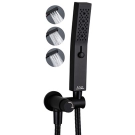 G-Promise All Metal Handheld Shower Set with 3-Function Showerwand, included Handheld Holder to Control on/off Switch and 72 Inch Tangle-Free Stainless Steel Hose Matte Black