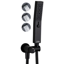 G-Promise All Metal Handheld Shower Set with 3-Function Showerwand, included Handheld Holder to Control on/off Switch and 72 Inch Tangle-Free Stainless Steel Hose Matte Black