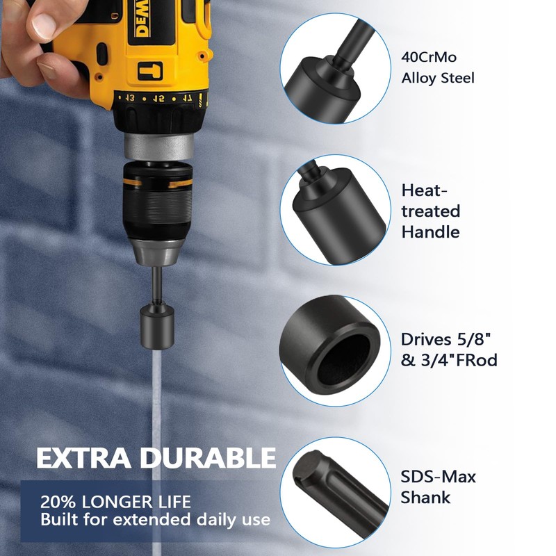 Lifarsculp 1.77' SDS Max Ground Rod Driver, Fits Universal SDS
