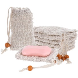 BOHUIZ 5Pcs Soap Bags Mesh Exfoliating, Natural Sisal Soap Saver Bag with Drawstring Exfoliating Soap Pouch for Shower Use Like Massaging and Scrubbing