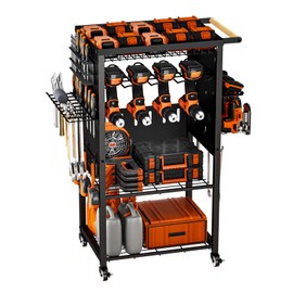 Pure Metal Heavy-Duty Tool Cart, Tool Organizer, 4 Layers + 4 Multifunctional Side Hangers, Integrated Design Power Tool Organizer, Practical Gift for Men, Husbands, and Fathers.