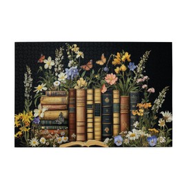 MA6GE8DE Retro Wildflowers Puzzles for Adults 1000 Pieces,Wildflowers Pages Jigsaw Puzzle, Vintage Book Puzzles for Book Lover,Plant Floral Flowers Puzzle As Home Decor,Classic Wooden Puzzle