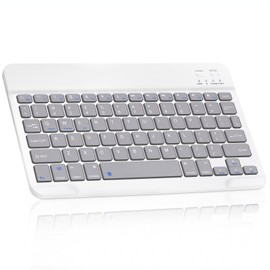 Ultra-Slim Bluetooth Rechargeable Keyboard for ‎Haocrown ‎HG215BM and All Bluetooth Enabled iPads, iPhones, Android Tablets, Smartphones, Windows pc - Stone Grey