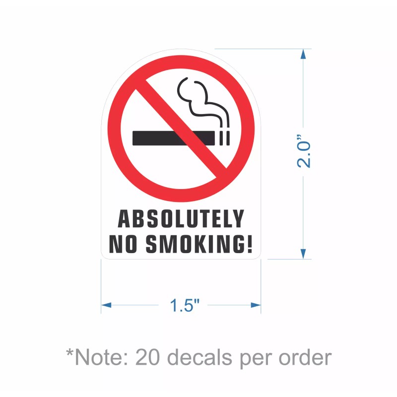 Unbranded ABSOLUTELY NO SMOKING stickers | white | outdoor durable
