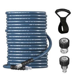 3/8'' Pressure Washer Hose 100FT - Kink Resistant Steel Wire Braided, Wear Resistant, 3/8" Stainless Steel Quick Connect, with M22 14mm Adapter Set, Hot and Cold Water Power Washer Hose, 4200 PSI