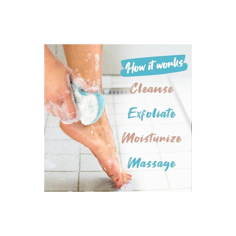 Spongeables Pedi-Scrub Foot Buffer, Clean & Fresh Scent, Contains Shea