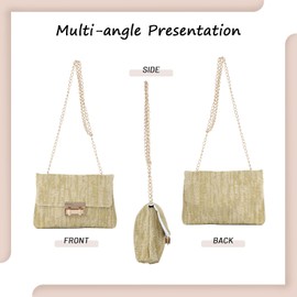 Ynport Crefreak Women's Striped Straw Clutch Bag - Summer Crossbody Handbag, Small Rattan Shoulder Purse for Ladies, Boho Vacation Travel Bag