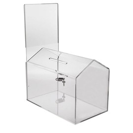 Clear Acrylic House Donation Box with Sign Holder