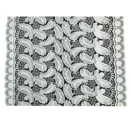 Unbranded  French Net Lace Fabric Tulle White Embroidery with Rhinestone Sold by ½ Yd