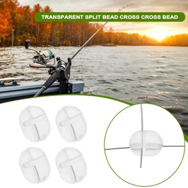 EMSea 200Pcs Fishing Beads 4.7x6mm Double Cross Hole Beads Fishing Bait Stopper Beads Fishing Lures Fishing Terminal Tackle Hook Beads, Tranparent