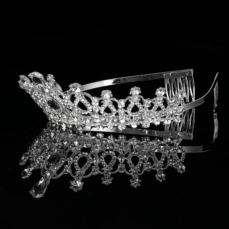 Frcolor Bridal Crystal Headband Crown Tiara with Comb for Wedding