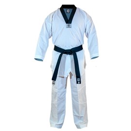 ELITE - Black Collar Taekwondo Uniform (TKD Dobok) Ultralight Fabric Fighting gear with extra mesh (200 (6))