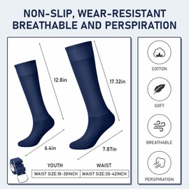 Zhanmai Baseball Belt and Socks Combo Adjustable Softball Socks and Belt Elastic Waist Belt for Youth Boys Girls, and Adult (Navy Blue,Youth)