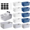 GAOHAN 12 Packs Plastic Storage Boxes with Handles, 3 Colours