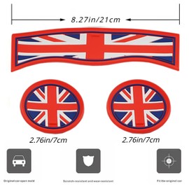 3PCS Car Cup Holder Coasters, Blue/Red Union Jack UK Flag Embedded in Ornaments Coaster Compatible with Mini Cooper Countryman F60 (Union Jack)