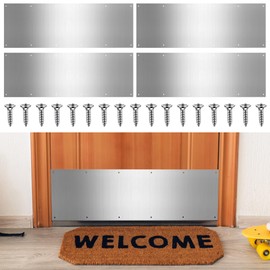 Therwen Door Kick Plate, Satin Aluminum Kick Plates with Screws for Wood Metal Interior/Exterior Anti Scratch Door Protection(10 x 36 Inches)