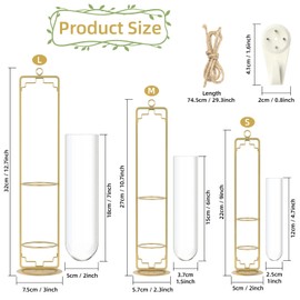 MIPON Plant Propagation Stations,Hanging Glass Propagation Test Tube Vases for Plants with Gold Metal Stand for Hydroponic Cutting Home Garden Office Decor-Gold